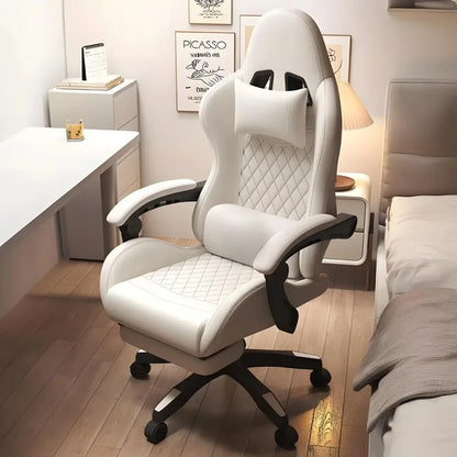 Hestora PU kožené velké herní křeslo pro vysoké postavy, ergonomická počítačová židle s vysokým opěradlem, podnožkou a masážní bederní opěrkou pro dospělé