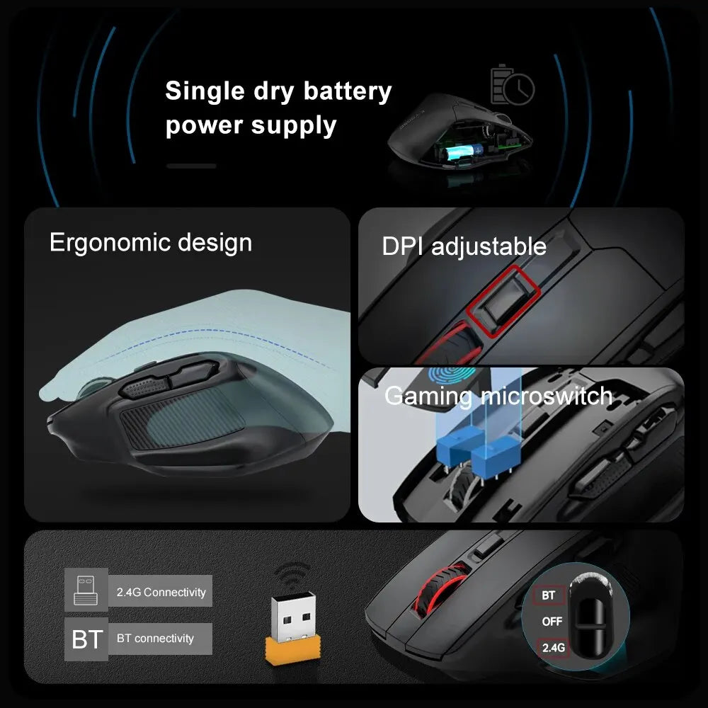 Mouse gaming E-YOOSO X-31 Pro USB, mare, cu suport Bluetooth 2.4G Wireless, PAW3212, 4800 DPI, pentru gameri, computer, laptop și PC
