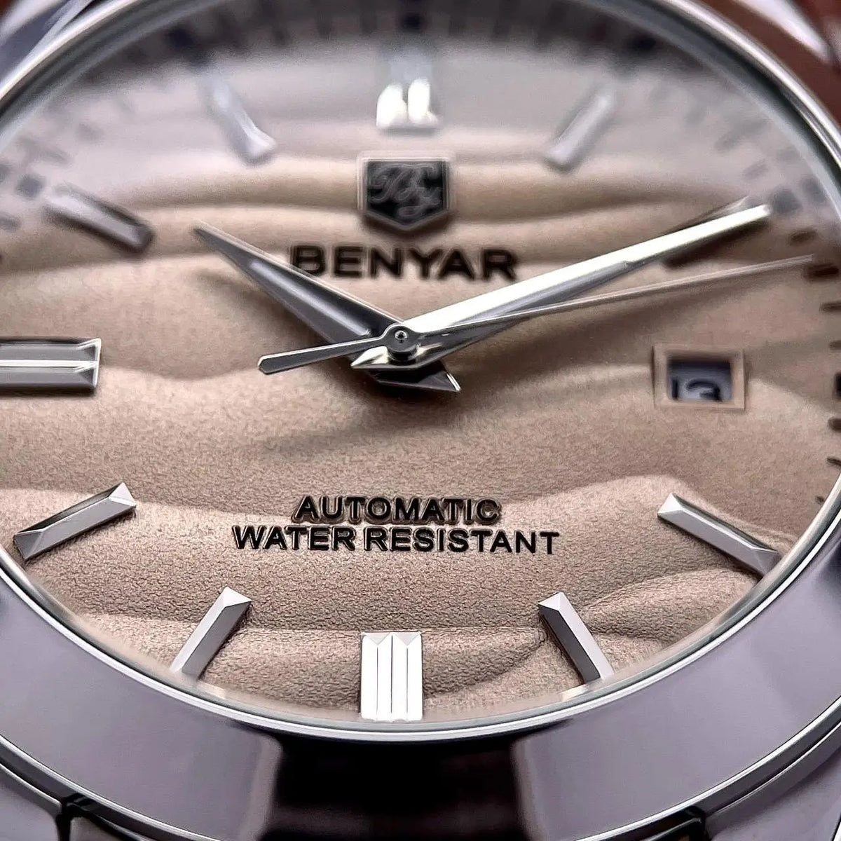 BENYAR luxury brand 40MM sand grain dial men's watch, stainless steel 50 meter waterproof automatic mechanical watch