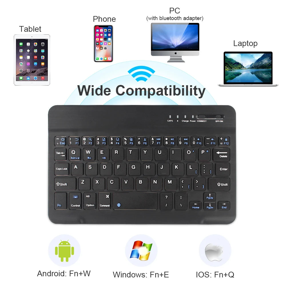 Mini teclado Bluetooth RGB sem fios de 10 polegadas com retroiluminação, touchpad e compatibilidade com iOS, Android, Windows e iPad