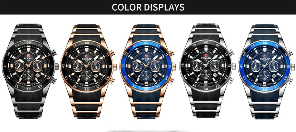 REWARD Relogios Masculino 81011M Sports Silicone Quartz Men's Watch Waterproof Calendar Chronograph Luminous Watches Men Часы