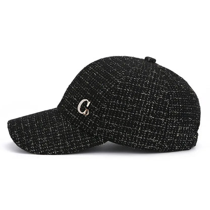 Gorra de béisbol con parche metálico en forma de «M», negra, elegante, para hombre; gorra ligera y ajustable para el sol, para mujer.