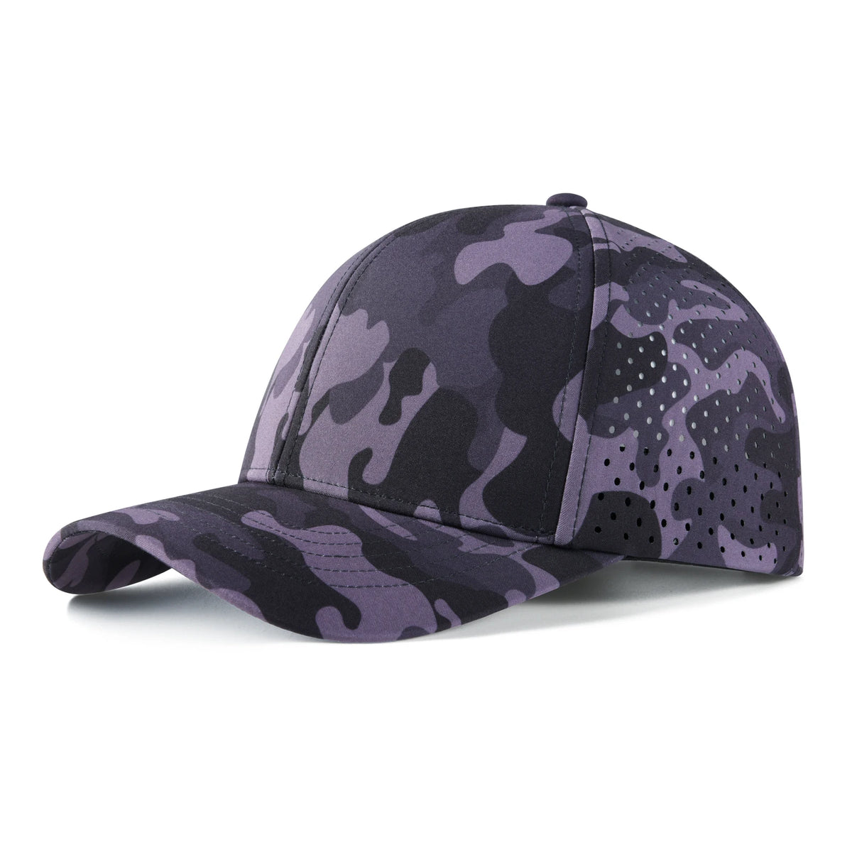 VOBOOM Herren-Baseballkappe mit Schnell-Trocknungsfunktion, lasergeschnittenem Netzstoff, gewölbter Krempe und Snapback-Verschluss – für Outdoor, Laufen und Reisen – schwarze Kappe