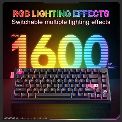 Onikuma 2025 New Mt706 RGB Gaming Mechanical Keyboard 2.4g/ Wired/Bt, 81-Key PBT RGB Gaming Keyboard