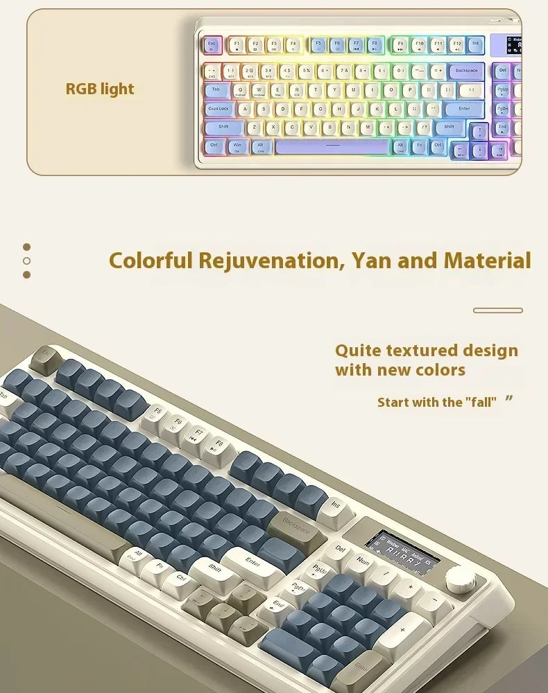 AULA S99 Pro Three Mode Gaming Keyboard Bluetooth Wireless Keyboard RGB Backlight Ergonomic Office PC Gamer Accessories Custom