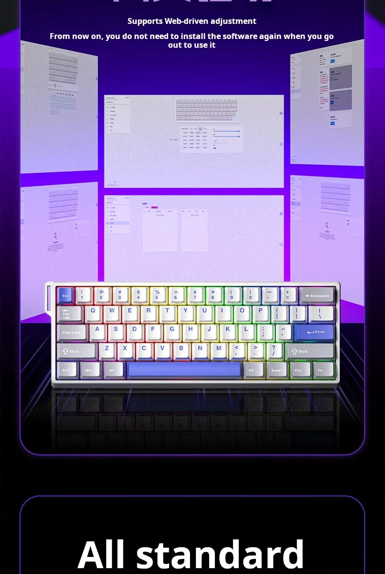 Teclado AULA WIN 68 HE de eixo magnético RT, teclado mecânico gaming com fios, taxa de polling 8K, teclas totalmente hot-swappable
