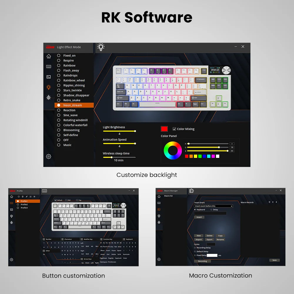 RK ROYAL KLUDGE S85 TFT Color Screen Mechanical Keyboard Tri Mode Wireless 85 Keycaps Hot-Swappable Gamer Keyboard RGB Backlit