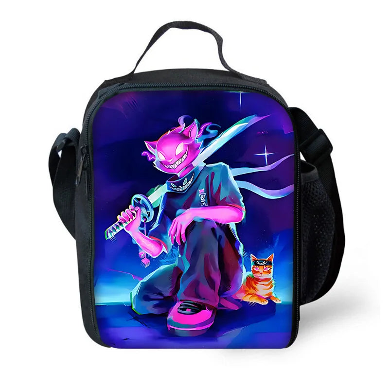 Saco térmico infantil F-FortniteS de grande capacidade para menino e menina, estudante, piquenique ao ar livre, lancheira térmica reutilizável de jogo popular