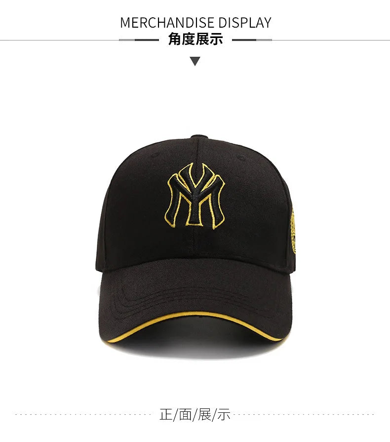 Four Seasons HatsMen Trendy Black Retro brooklyn Letter Embroidery Baseball Cotton Adjustable Casual Hat Hip Hop Sun Hats