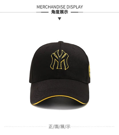 Four Seasons HatsMen Trendy Black Retro brooklyn Letter Embroidery Baseball Cotton Adjustable Casual Hat Hip Hop Sun Hats