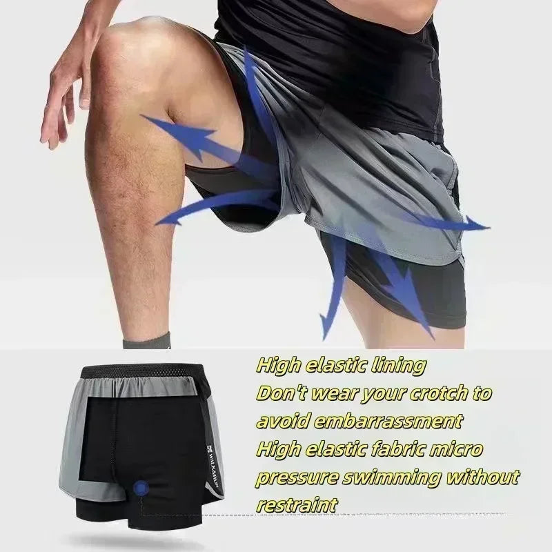 Dragon Ball Men's Double Shorts Vegeta Japanese Anime Summer Fake Two-piece Sports Shorts 2-in-1 Harajuku Y2K Fitness Pants