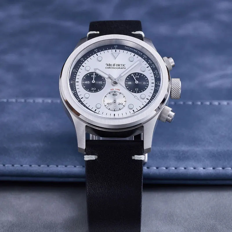 Milifortic 39MM Fashion Chronograph Watch Man R086 Retro C3 Luminous Stainless Steel Waterproof 100M VK63 Quartz Watches For Man