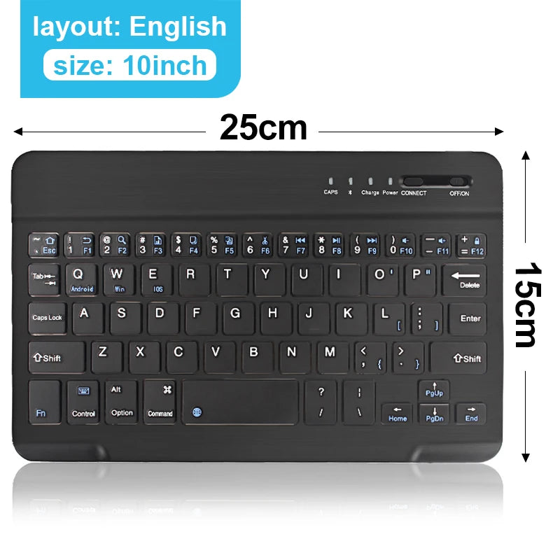 Mini teclado Bluetooth RGB sem fios de 10 polegadas com retroiluminação, touchpad e compatibilidade com iOS, Android, Windows e iPad