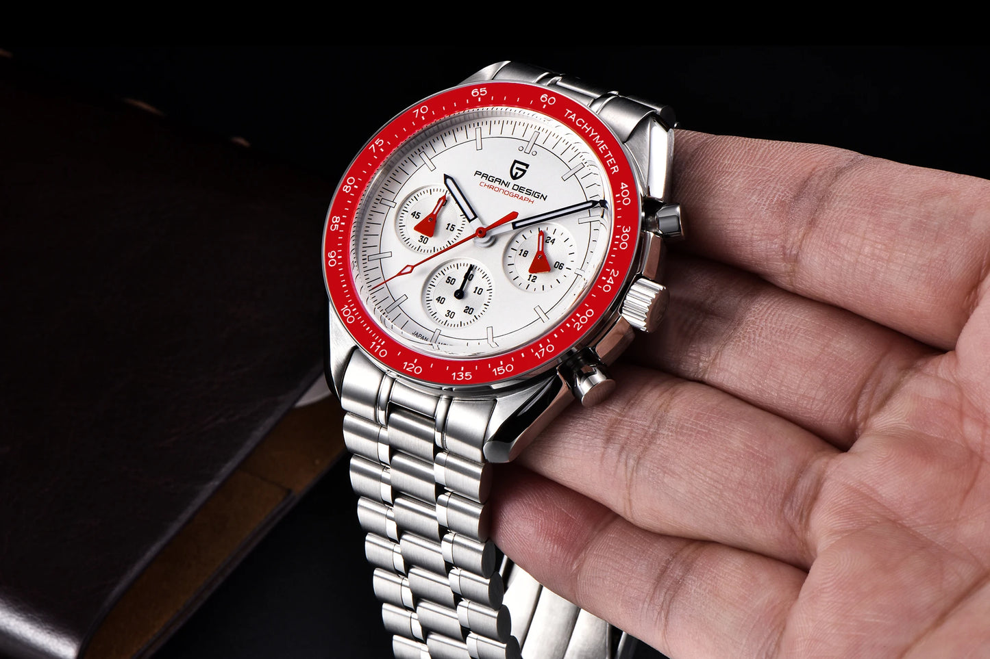 Relógio masculino PAGANI DESIGN Série Planetary Saturn Light Tan Quartz Speed Chronograph com cristal de safira AR — Novo 2026
