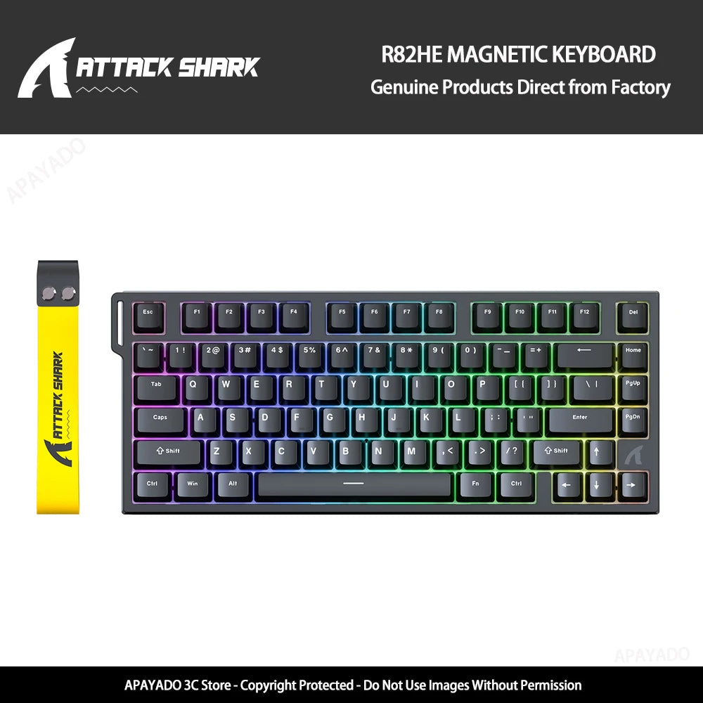 ATTACK SHARK R82HE Gaming Keyboard Magnetic 75% Wired 8000Hz Rapid Trigger ProGamer Keyboard,0.005mm RT Accuracy,0.08ms Latency