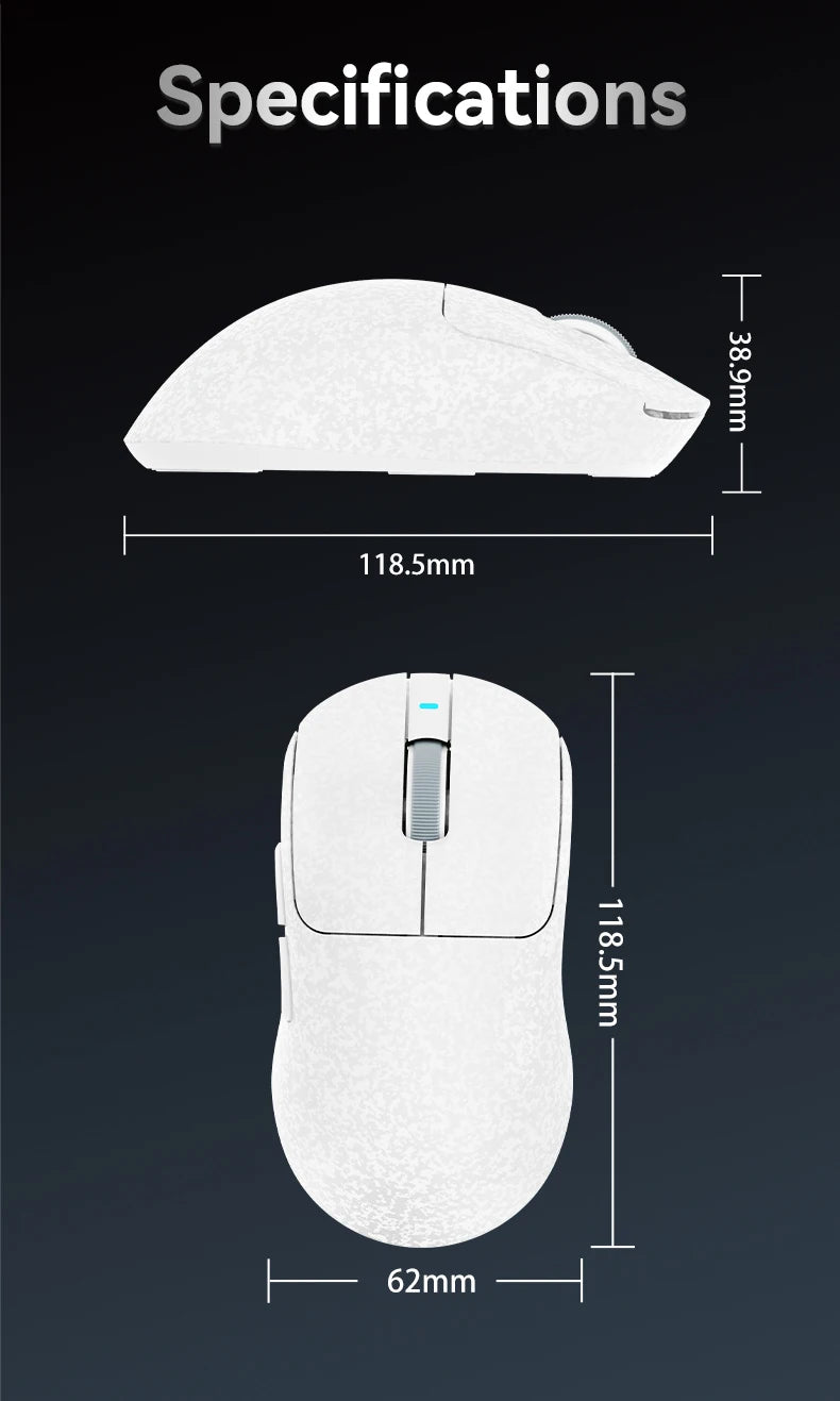 Bezprzewodowa mysz gamingowa AJAZZ AJ199 PAW3311 24000DPI, lekka, Bluetooth/przewodowa, z włókna węglowego, do PC i laptopa dla graczy