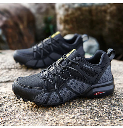 Zapatillas de senderismo para hombre, calzado deportivo todoterreno para exteriores, malla transpirable, antideslizantes y resistentes al desgaste, zapatillas de senderismo y ciclismo outdoor