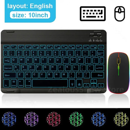Mini Backlit RGB Bluetooth Wireless Keyboard 2.4G Mouse For Tablet Cell Phone Windows Android iOS Ultra Light Slim iPad Keyboard