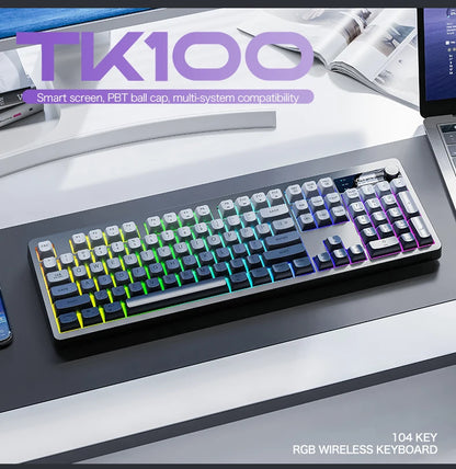 Teclado XUNFOX TK100 sem fios 2.4 Bluetooth de modo duplo para gaming, silencioso, escritório e portátil, universal