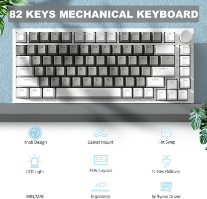 AJAZZ AK820 Wired With Rotary Volume Buttons Hot-Swappable Keys For Office And Home Mechanical Keyboards