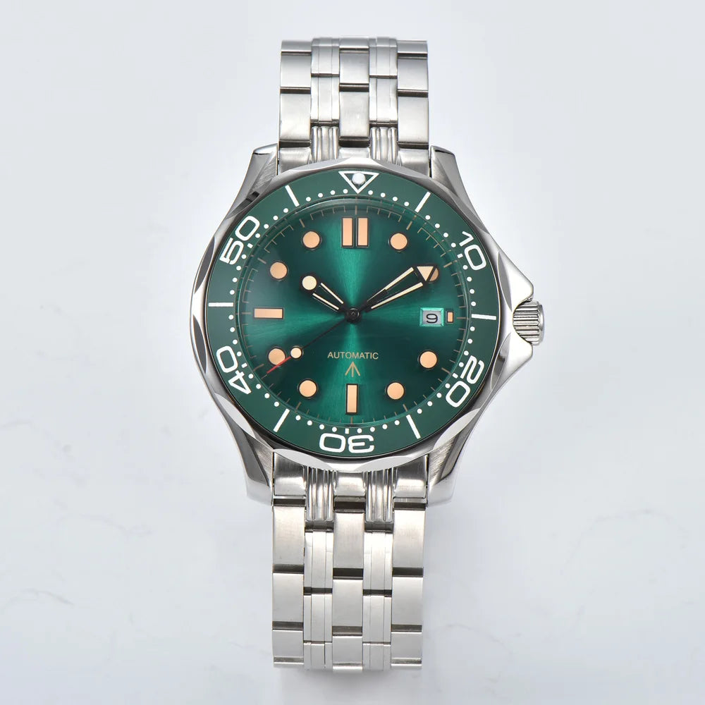 Parnsrpe 2026 New Miyota 8215 Automatic Dive Watch for Men Luxury Sport Green Dial Luminous Sapphire Crystal Date Waterproof Bus