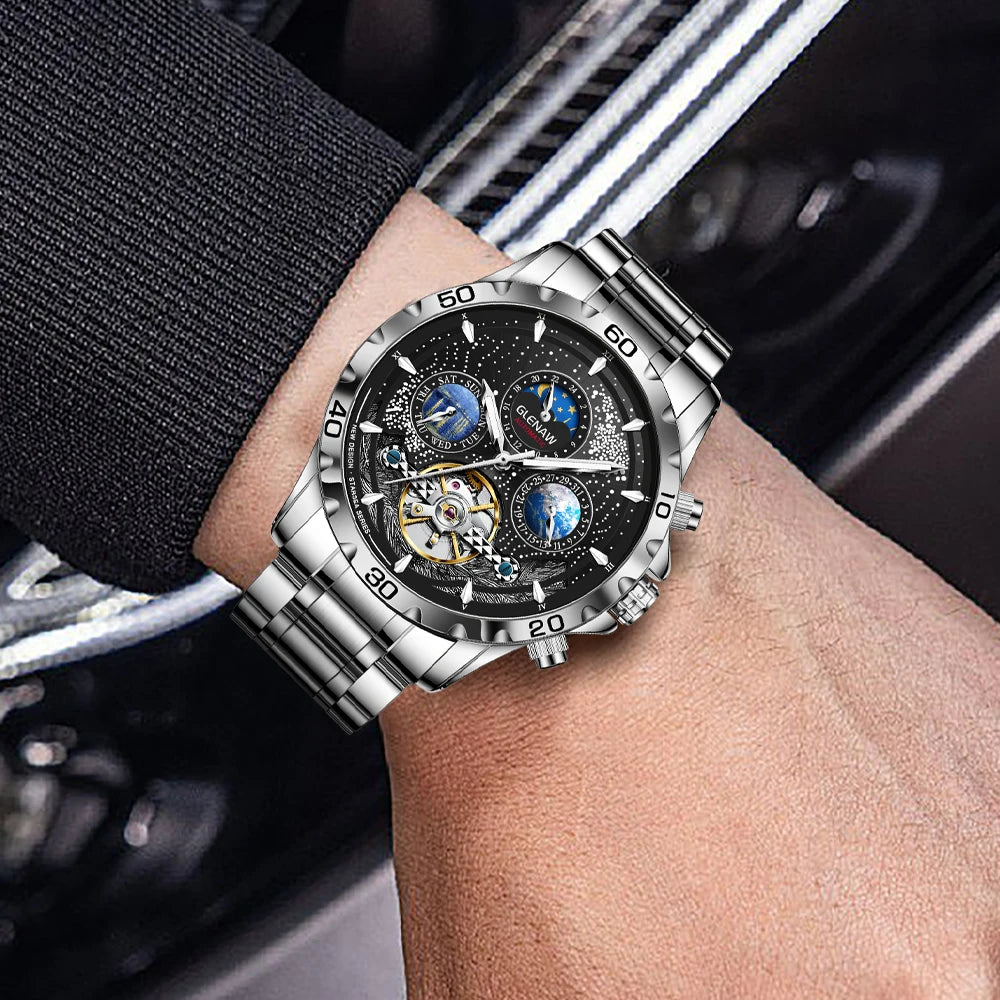 GLENAW Design Herrenuhr Top-Marke Luxusmode Business Automatikuhr für Herren Wasserdichte mechanische Uhr Montre Homme