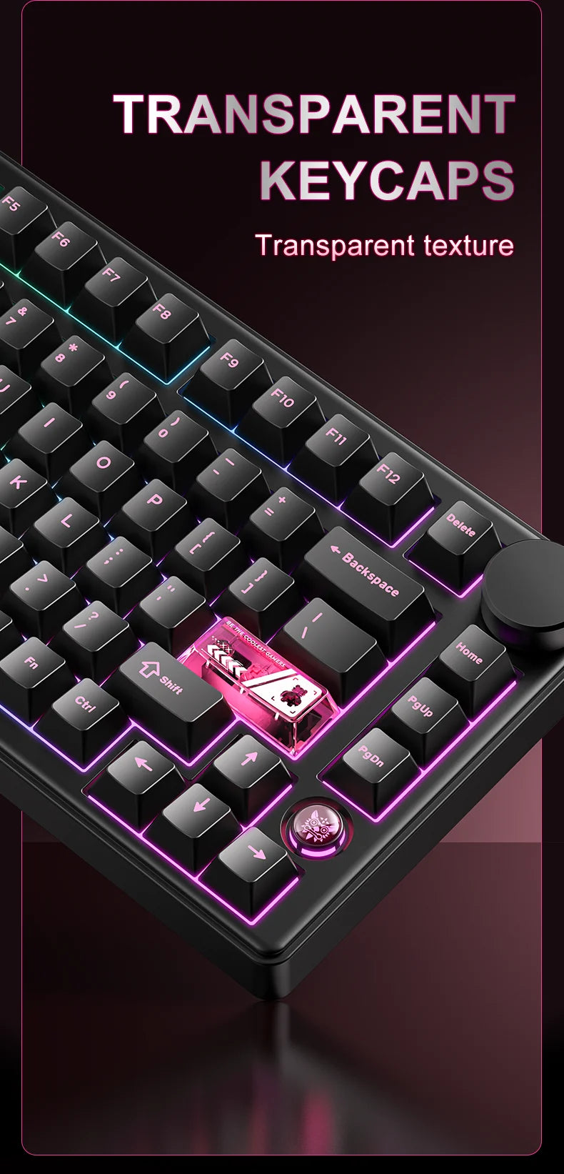 Onikuma 2025 New Mt706 RGB Gaming Mechanical Keyboard 2.4g/ Wired/Bt, 81-Key PBT RGB Gaming Keyboard