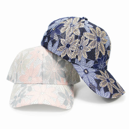 Fashion women lace flower baseball caps breathable elegant female hats spring summer autumn cap