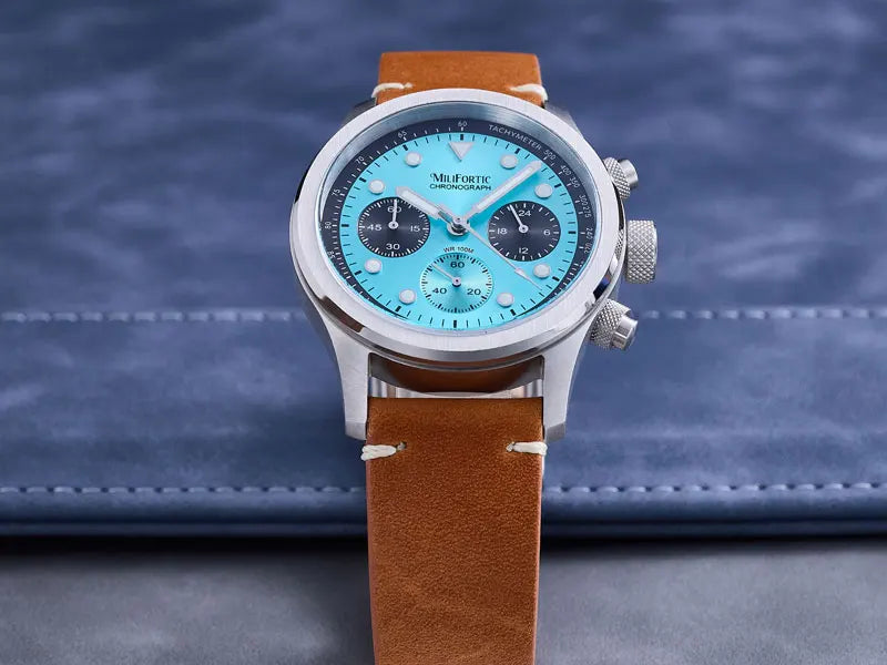 Milifortic 39MM Fashion Chronograph Watch Man R086 Retro C3 Luminous Stainless Steel Waterproof 100M VK63 Quartz Watches For Man