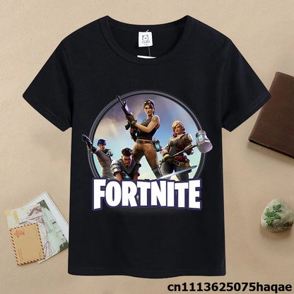 Sommer-Fortnite-Kinder-T-Shirt mit Cartoon-Spielfigur-Print, lässiges Sport-T-Shirt für Jungen, kurzärmelig, Kinderbekleidung