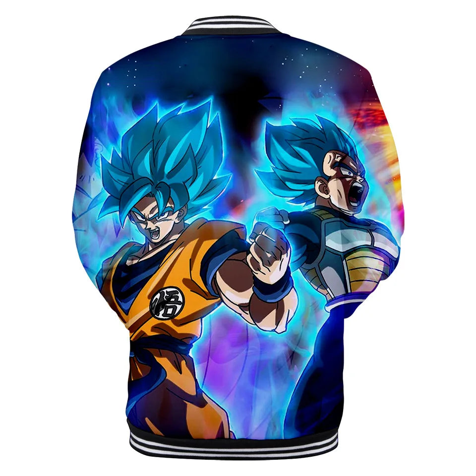 Neue japanische Anime Dragon Ball Z College-Jacke für den Herbst, lässiger Sweatshirt-Hoodie-Mantel, Marken-Baseballjacke