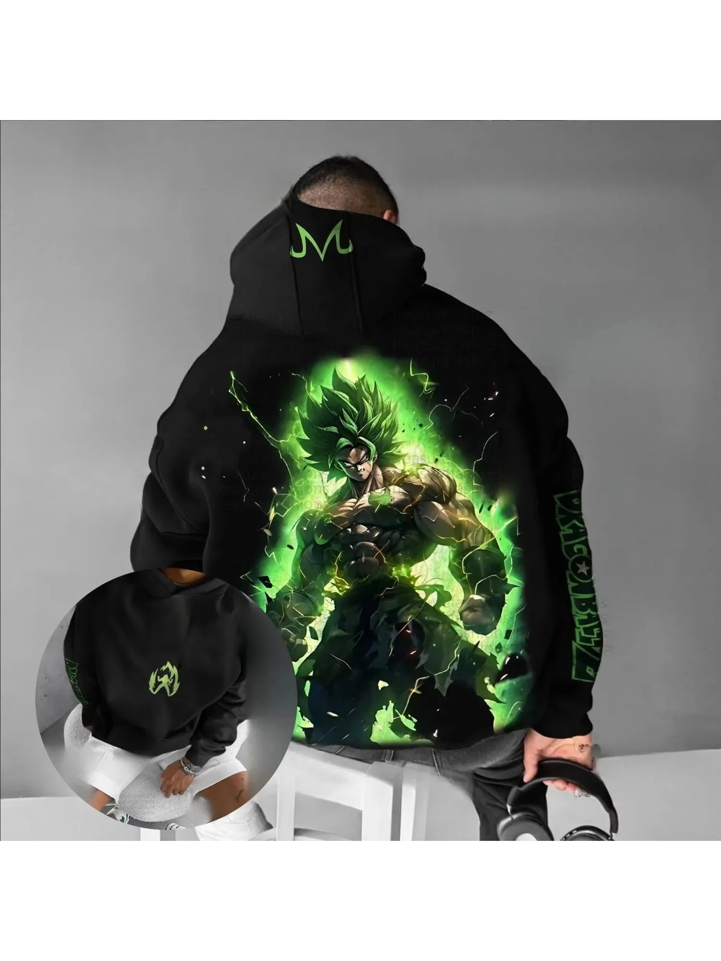 Oversized-Hoodie mit Dragon Ball Broly Anime-Print für Herren und Damen, Streetwear, lockerer Casual-Pullover, Sweatshirt für Frühling und Herbst, Y2K-Trend-Top