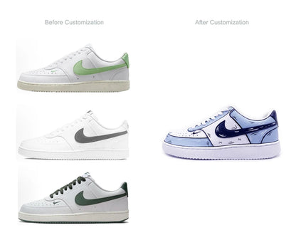 Custom Sneakers Nike Court Vision Messy Line Design Wild Romantic Dream Comic Pattern Couple Matching Shoes Unisex Retro Shoes