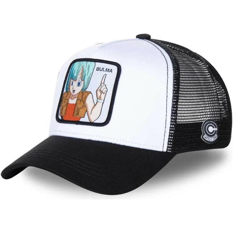 Cappellino Dragon Ball Son Goku da viaggio estivo con visiera, da uomo, ricamato, stile hip-hop, visiera parasole, cappellino trucker regolabile in rete