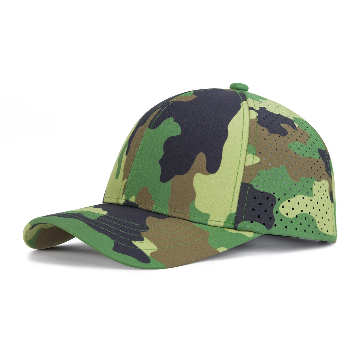 VOBOOM Herren-Baseballkappe mit Schnell-Trocknungsfunktion, lasergeschnittenem Netzstoff, gewölbter Krempe und Snapback-Verschluss – für Outdoor, Laufen und Reisen – schwarze Kappe