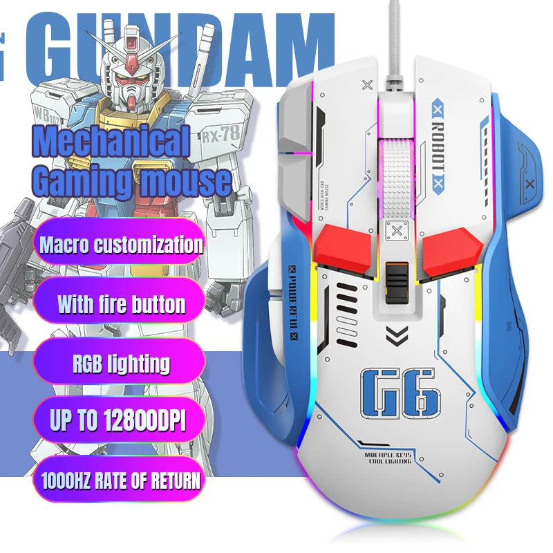 High-end Programmable Gaming Mouse Wired 12800dpi 12 keys RGB Game Mice for Windows IOS  Home Office Laptop PC