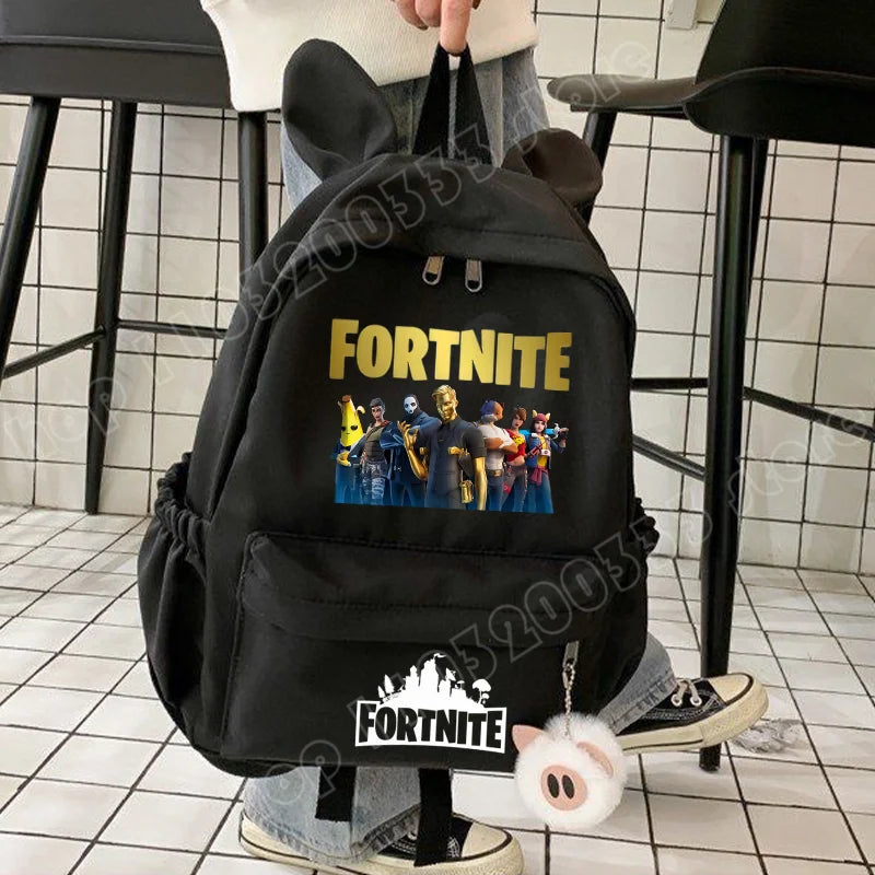 Nova Mochila Fortnite Cartoon para Rapaz e Rapariga, Mochila Escolar Casual de Grande Capacidade para Estudante, Mochila de Viagem com Orelhas de Coelho, Presente de Papelaria
