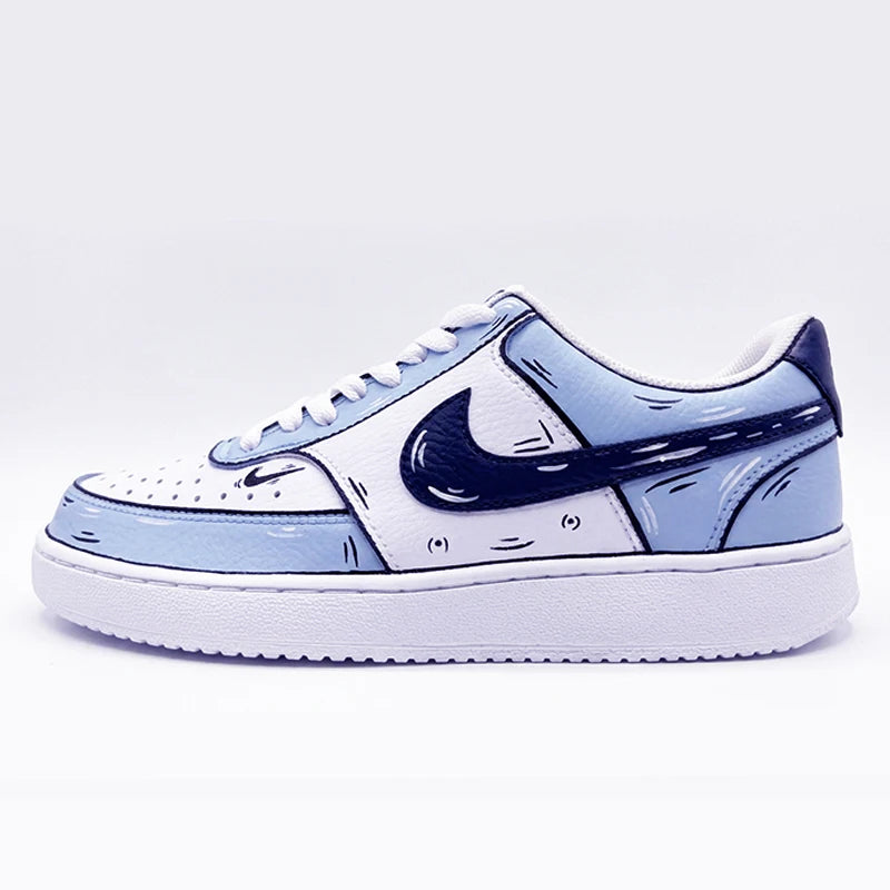 Custom Sneakers Nike Court Vision Messy Line Design Wild Romantic Dream Comic Pattern Couple Matching Shoes Unisex Retro Shoes
