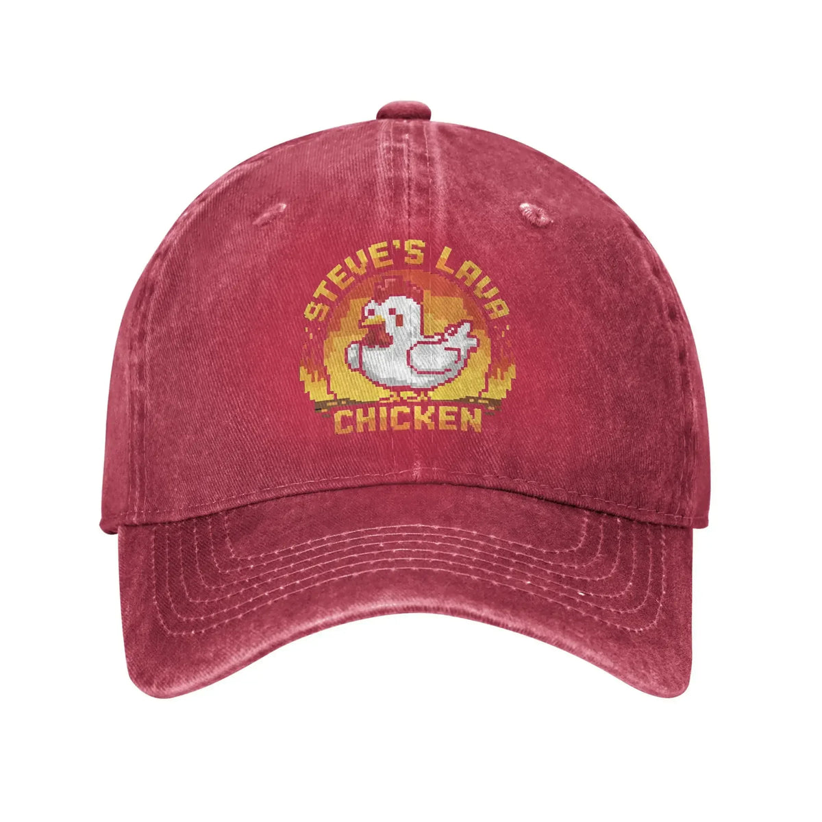 Унисекс шапка „Chicken Jockey Lava Chicken Print Steves“ – модна бейзболна шапка с ефект на износеност и измито покритие, с регулируема големина