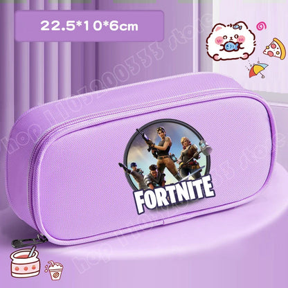 Fortnite Pencil Case Cartoon Character Print Pencil Pouch Canvas Stationery Bag Fashion Student Stationery Box Birthday Gifts