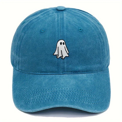 Halloween Embroidered Baseball Hat with Cute Ghost Pattern Simple Style Suitable for Men and Women