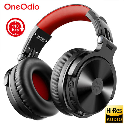 OneOdio 110H kabelloses Bluetooth 5.2 Gaming-Headset – 110H Akkulaufzeit, Over-Ear-Kopfhörer mit tiefem Bass und Mikrofon, kabelgebundenes & kabelloses 2-in-1-Headset für PC und PS4