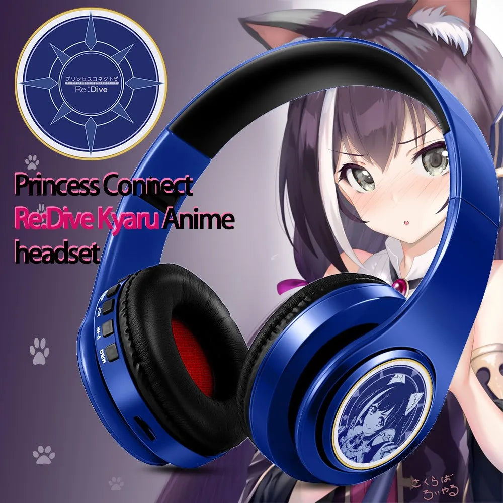 Demon Slayer Kamado Tanjirou Anime Bluetooth Headphones – Wireless Gaming Headset with Mic, TF Card Support, Deep Bass Anime Earphones V5.0