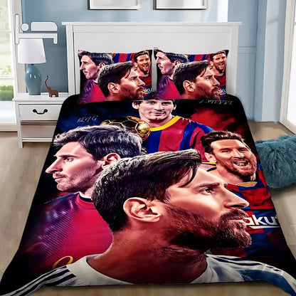 Conjunto de Roupa de Cama Estrela de Futebol M-messis com Capa de Edredão e Fronha para Adulto, Rapaz e Rapariga, Decoração de Quarto Infantil, Tamanho Individual, Duplo e Grande