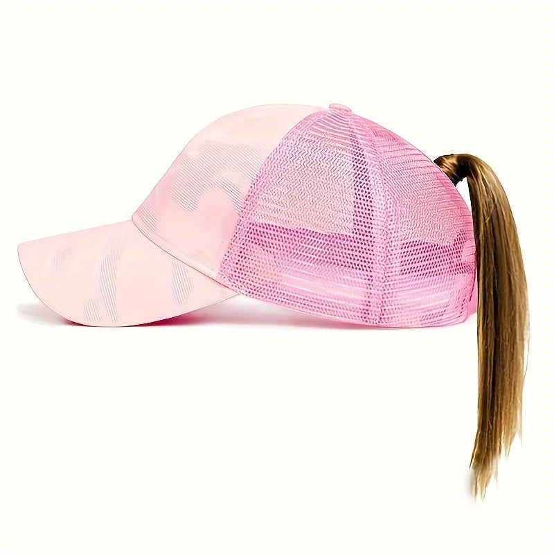 Damskie czapki z daszkiem typu „ponytail”, wiosennie-letnie czapki przeciwsłoneczne z siateczki, czapki do biegania typu „snapback”, regulowane czapki damskie i dziewczęce z daszkiem do noszenia na świeżym powietrzu