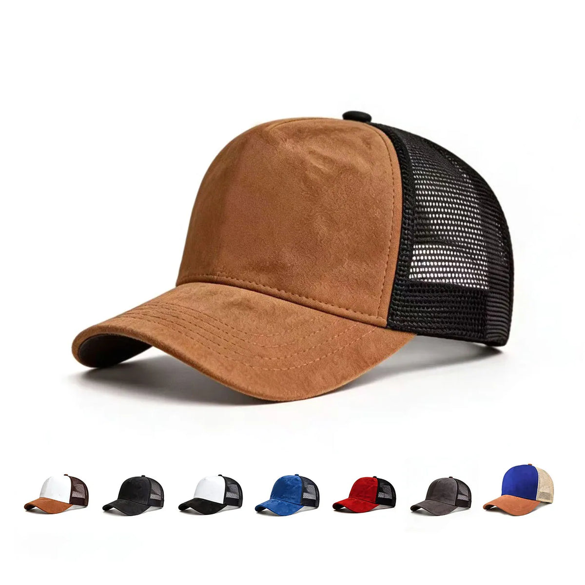 Șapcă de baseball din plasă de vară pentru femei și bărbați, șapcă din piele de căprioară uni, cu patch și închidere snapback, casual, respirabilă, unisex, de stradă, hip-hop, șepci de camionagiu