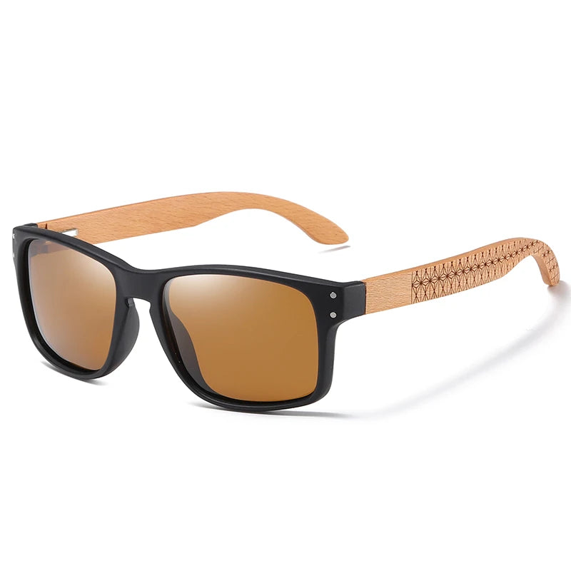 XSW Brand Design Beech wood Handmade Sunglasses Men Polarized Eyewear Outdoor Driving Sun Glasses Reinforced Hinge 5527
