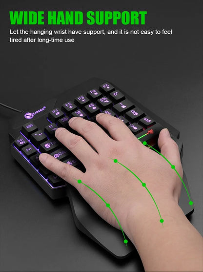 35keys One Handedly Single Hand Mini Gaming Keyboard USB Ultra-slim Wired Backlight Keyboard for Laptop Desktop PC Smartphone