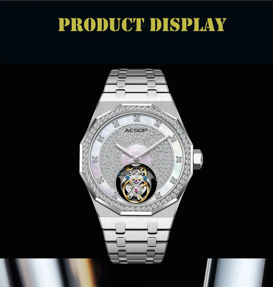 AESOP Echte Fliegende Tourbillon Mechanische Skeleton Uhr Für Mann Luxus Wasserdichte Armbanduhren Saphir Spiegel Gradienten new