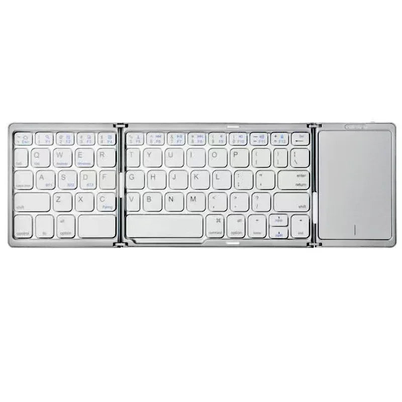 Tri-Bluetooth Keyboard Tri-fold keyboard with Touchpad Portable Mini Keyboard Rechargeable Keyboard for PC Windows Android IOS